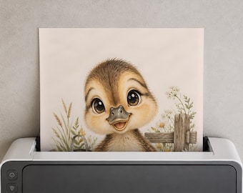Duckling Nursery Print, Watercolor Farm Animal Art, Neutral Baby Room Decor (Digital Download)