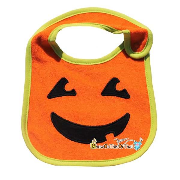 My First Halloween Embroidered Pumpkin Bib Personalized with Baby Name - Jack-O-Lantern Costume, Jack O Lantern Outfit