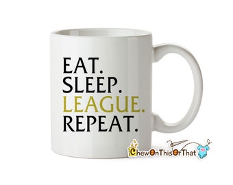 Eat Sleep League Repeat League of Legends Ceramic Coffee Mug | Video Game Gifts| MOBA Games | League of Legends | Gamer Gift