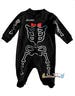 Black Skeleton Footie Sleeper for Baby Boy's First Halloween, Day of Dead, All Souls Day Sleepwear with Red Bow Tie, Sleep and Play Costume 
