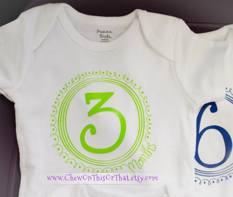 Photo Prop Monthly Anniversary First Year Top Shirt Baby Birthday and Birth Month Milestone Bodysuit Small Set Memory Book Album