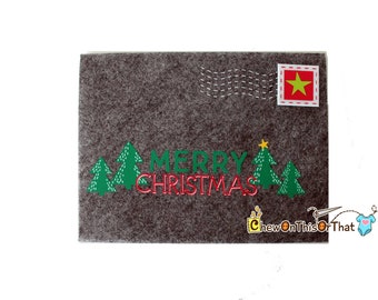 Merry Christmas Extra Large Personalized Gray Gift Letter & Card Holder Envelope, Letter to Santa, Adult Wish List, Secret Santa