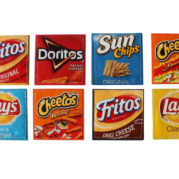Mixed Set of Potato Chip Coasters - Cheetos, Doritos, Lays and Fritos Potato Chip Bag Wrapper Coaster