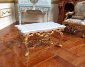 1 12th scale Dolls House 18th Century Louis XV Style Gilded occasional table with Faux Marble top.