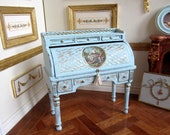 1 12th Scale Dolls House Romantic French Style Roll Top Desk Hand Painted