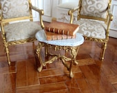 1 12th scale Dolls House 18th Century Louis XV Style Gilded table with Faux Marble top.