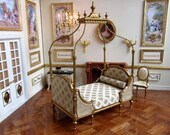1 12th scale Dolls House Romantic Grande Duchess Bed 18th Century Thomas Sheraton Design Finished in Gold