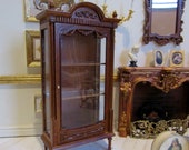 1 12th Scale Dolls House Louis XV Style Vitrine Armoire finished in Walnut French Doll house Furniture