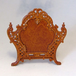 1:12th Scale ~ Walnut Fire Screen for Dolls House ~ Detailed Carving