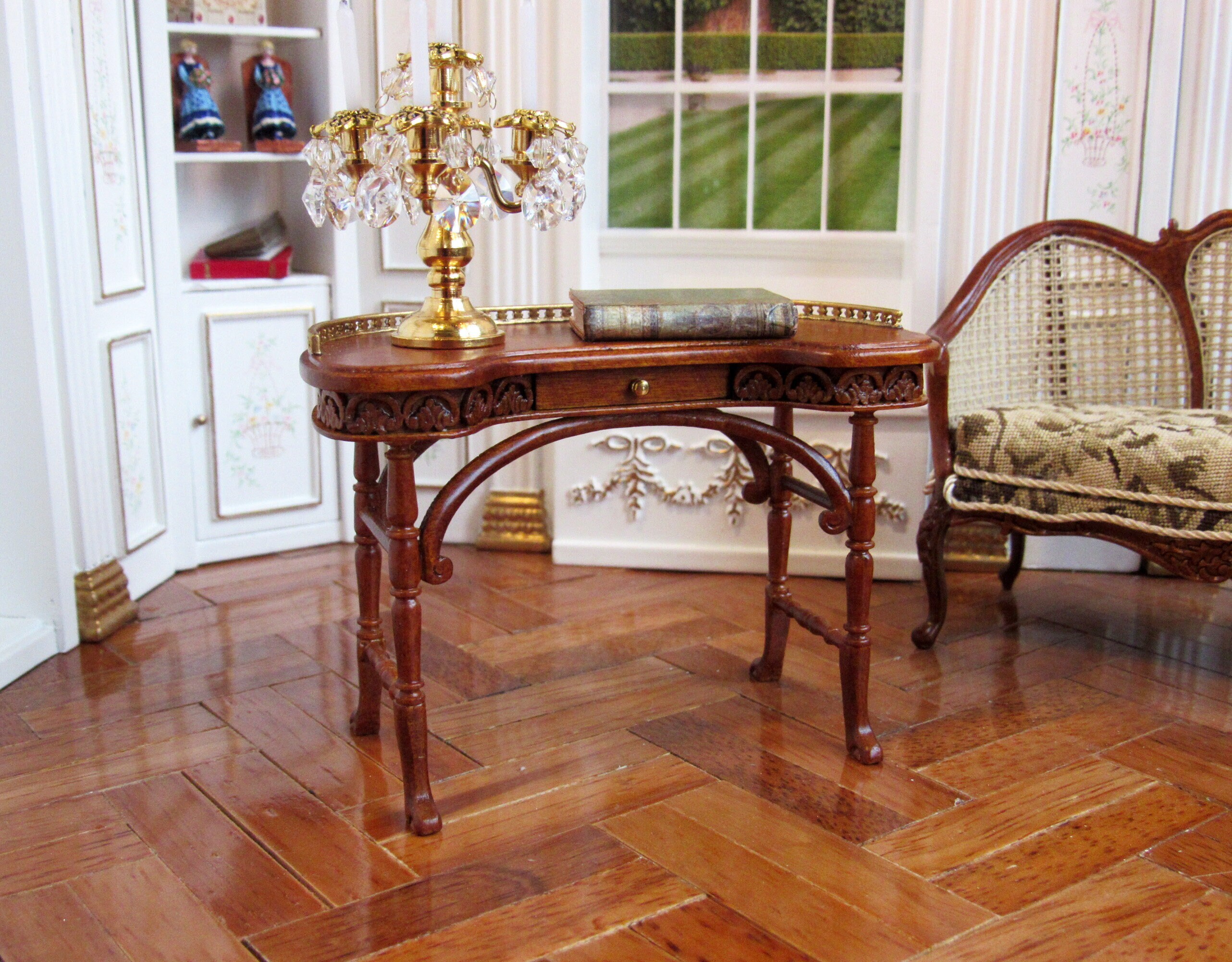 French Writing Desk with Embossed Leather Top in the Style of Louis XVI —  South Loop Loft