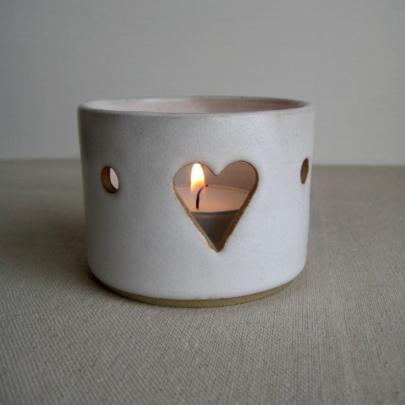 Ceramic Tealight Holder Heart Motif Handmade Pottery Etsy UK