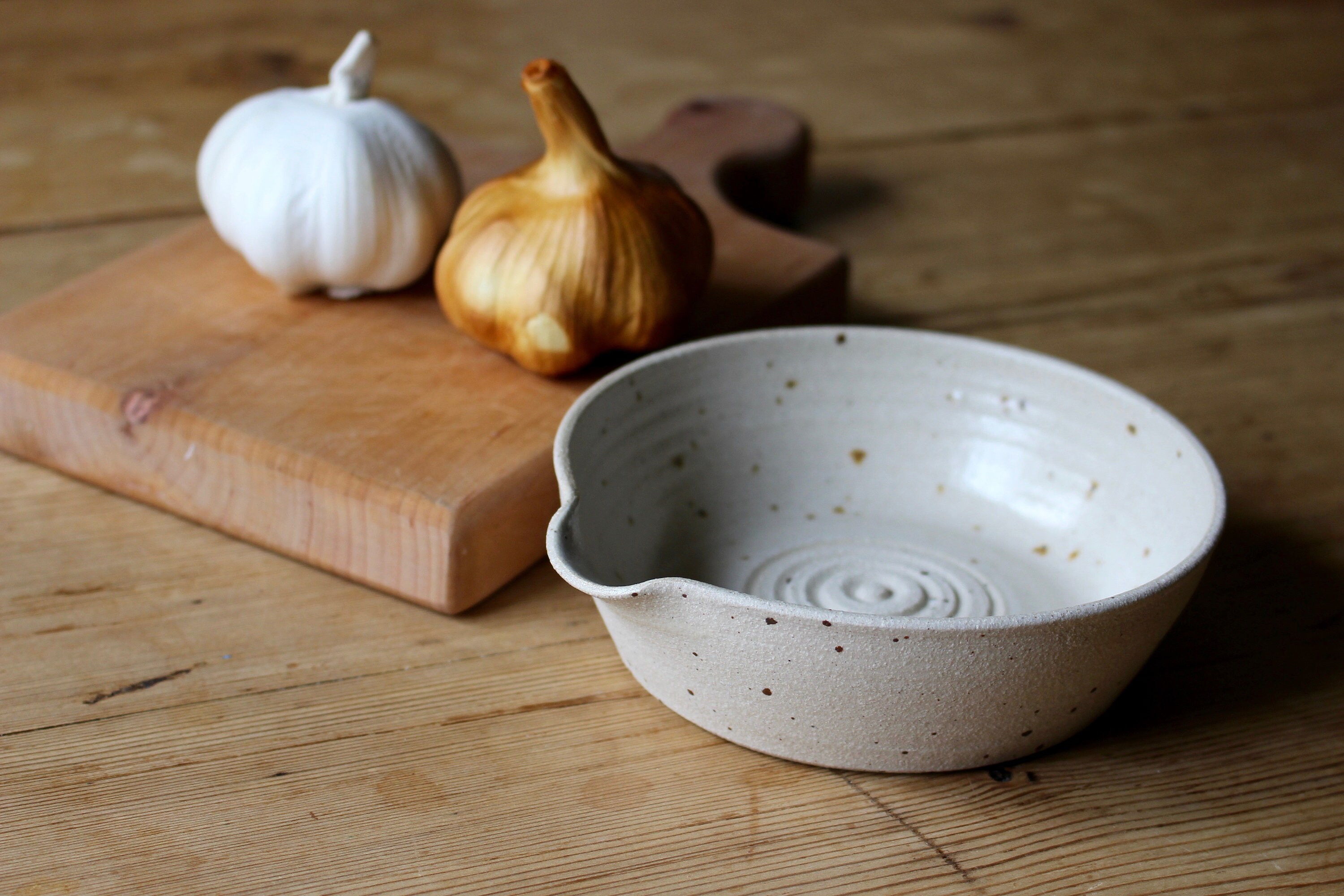 Garlic Grater Bowl Pouring Bowl Handthrown Stoneware Rustic Etsy