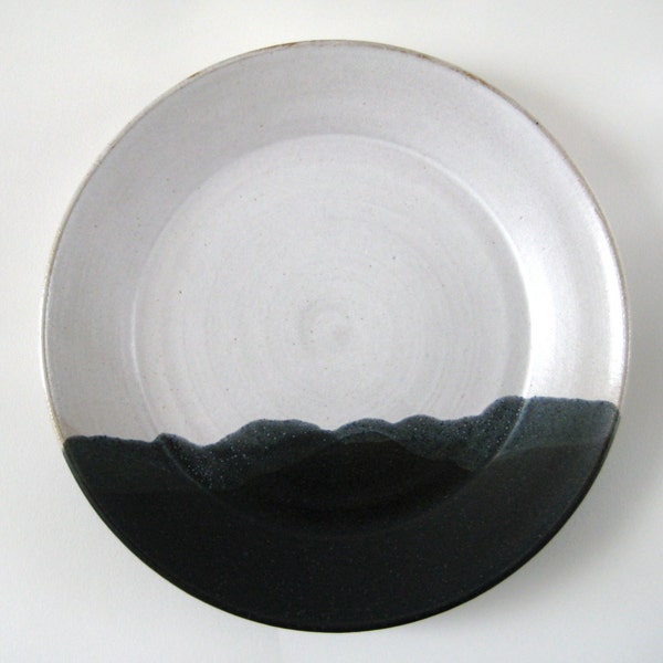 Plate "Winter Landscape" Handthrown Stoneware Pottery, OOAK