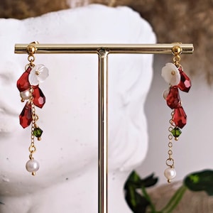 Persephone Earrings, Greek Mythology Jewlery, Pomegranate Seeds Earrings, Bookish Gift, Bookish Jewelry, Dark Academia, Bead Drop Earrings