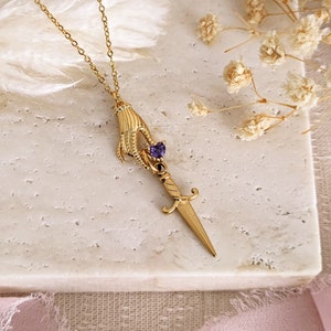 Enemies To Lovers Necklace, Sword and Heart Necklace, Bookish Necklace, Dark Academia Necklace, Book Lover Necklace