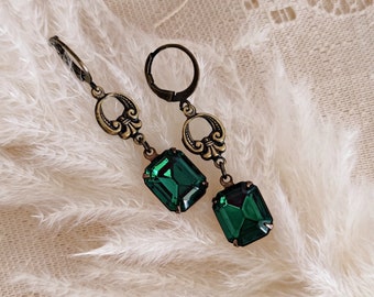Orecchini Art Deco Emerald quadrati