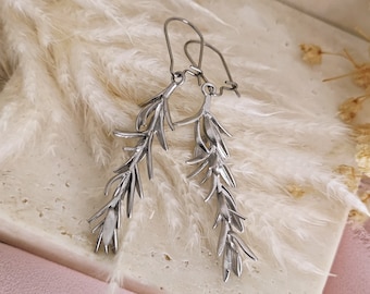 Rosemary Leaves Earrings, Rosemary Dangling Earrings, Twig Branch Earrings, Plant Nature Lover, Botanical Wildflower Earrings