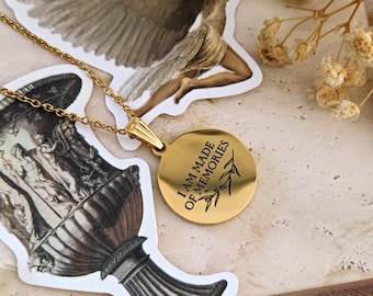 I am Made of Memories Necklace, Achilles Patroclus Necklace, Bookish Necklace, Dark Academia Necklace, Greek Mythology Necklace