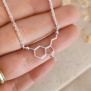 925 Sterling Silver Serotonin Molecule Necklace