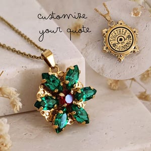 Anastasia Custom Engraving Necklace Together in &quot;choose your quote&quot; Light Emerald M
