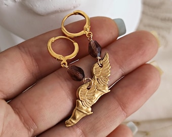 Hermes God Earrings, Greek Mythology Earrings, Greek God Winged Feet Earrings, Dark Academia, Ancient Greek Jewelry, Greek Mythology Jewelry