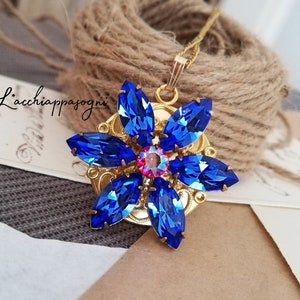 Anastasia ENGRAVED Together In Paris Necklace Swarovski SAPPHIRE UD