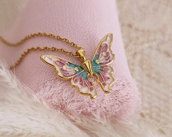 Fairy Butterfly Princess Necklace, Mariposa Pastel Necklace, Princess core Butterfly Necklace, Coquette Aesthetic, Fairy Princess