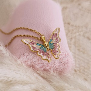 Fairy Butterfly Princess Necklace, Mariposa Pastel Necklace, Princess core Butterfly Necklace, Coquette Aesthetic, Fairy Princess