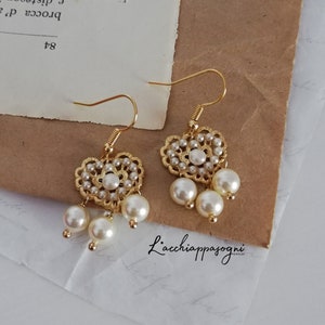 Anne Boleyn inspired Heart Filigree and pearl Earrings