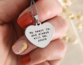 Collar de corazón grabado personalizado: joyería de acero inoxidable personalizada