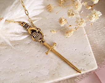 Excalibur Sword Necklace: Gold or Silver Knightcore Jewelry // KING OF CAMELOT