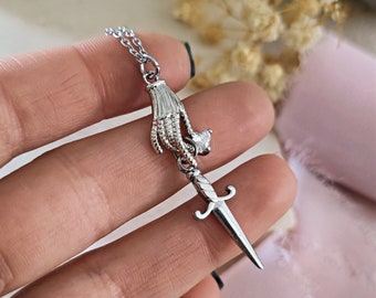 Sword and Heart Necklace: Rhodium Plated Brass, Book Lover Gift // ENEMIES TO LOVERS