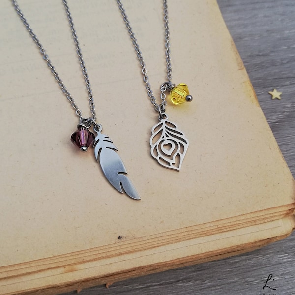 Feathers Friendship Necklaces, Best Friend Necklaces, Anniversary Gift for Him and for Her, Couple Necklace