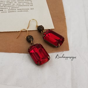 Anne Boleyn inspired Ruby Red and Bronze Earrings