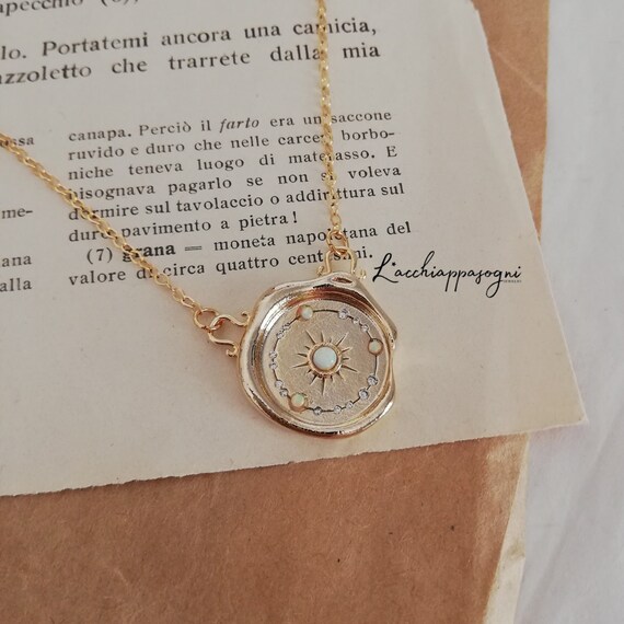 Opal Wax Seal Coin Necklace the 