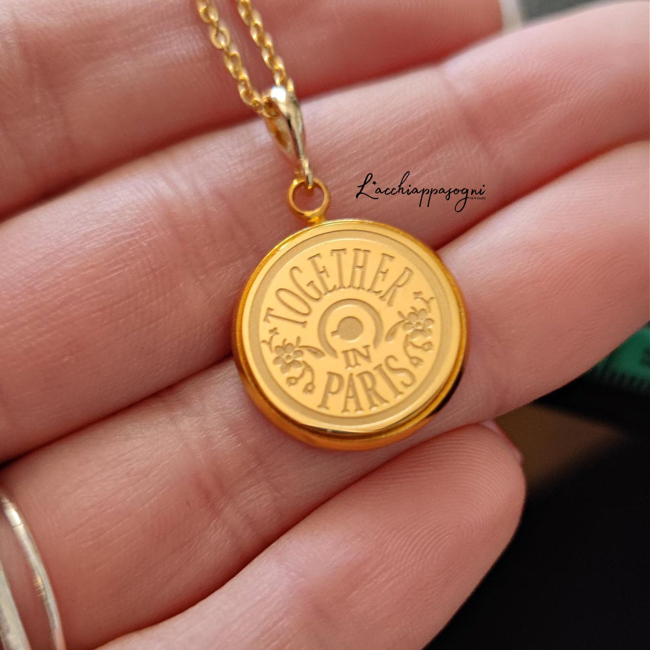Anastasia engraved pendant Together in Paris - ONLY BACK SIDE