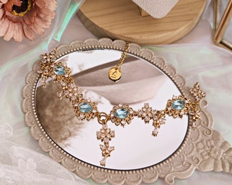 Regency Era Light Blue Crystal Choker Necklace, Bygone
