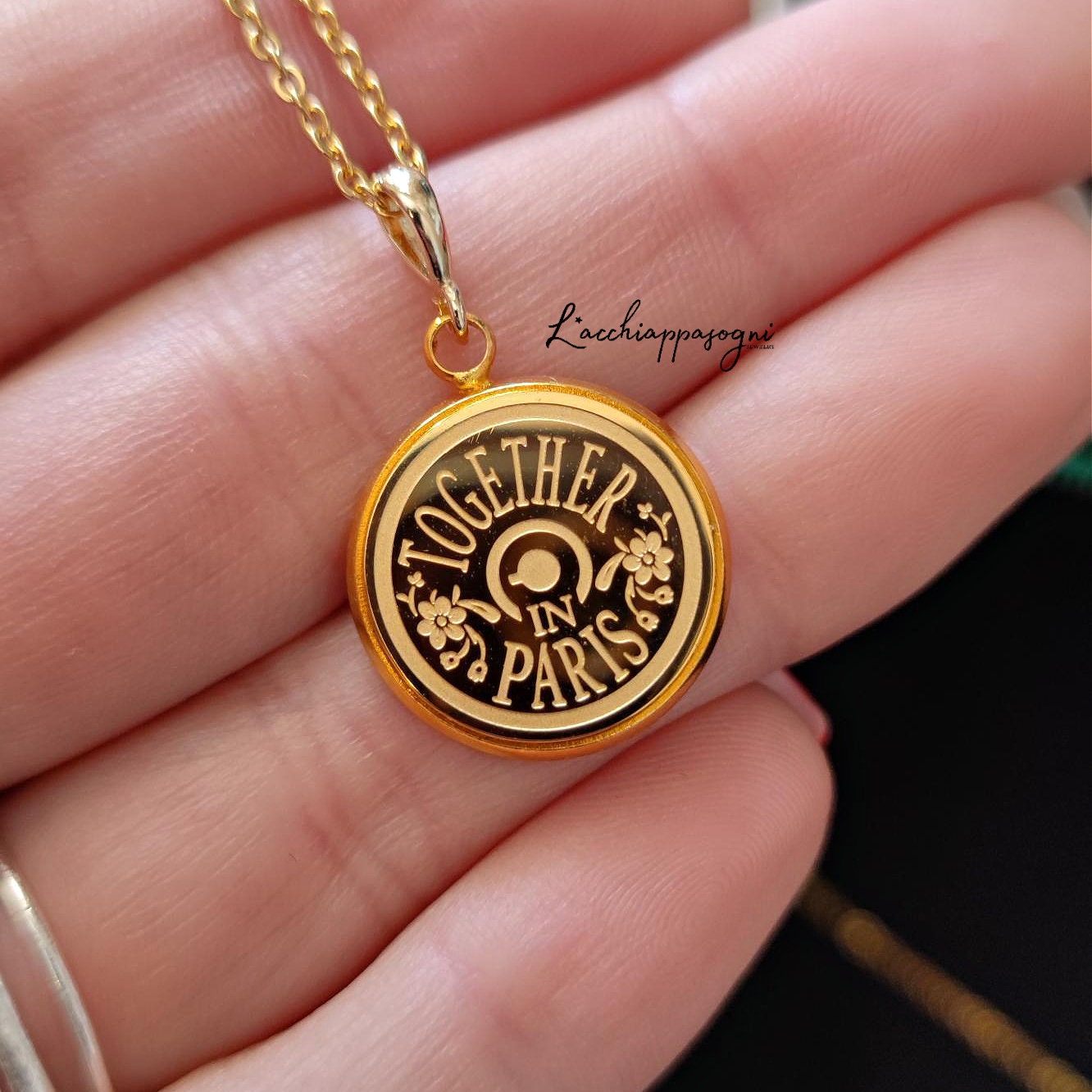 Anastasia engraved pendant Together in Paris - ONLY BACK SIDE
