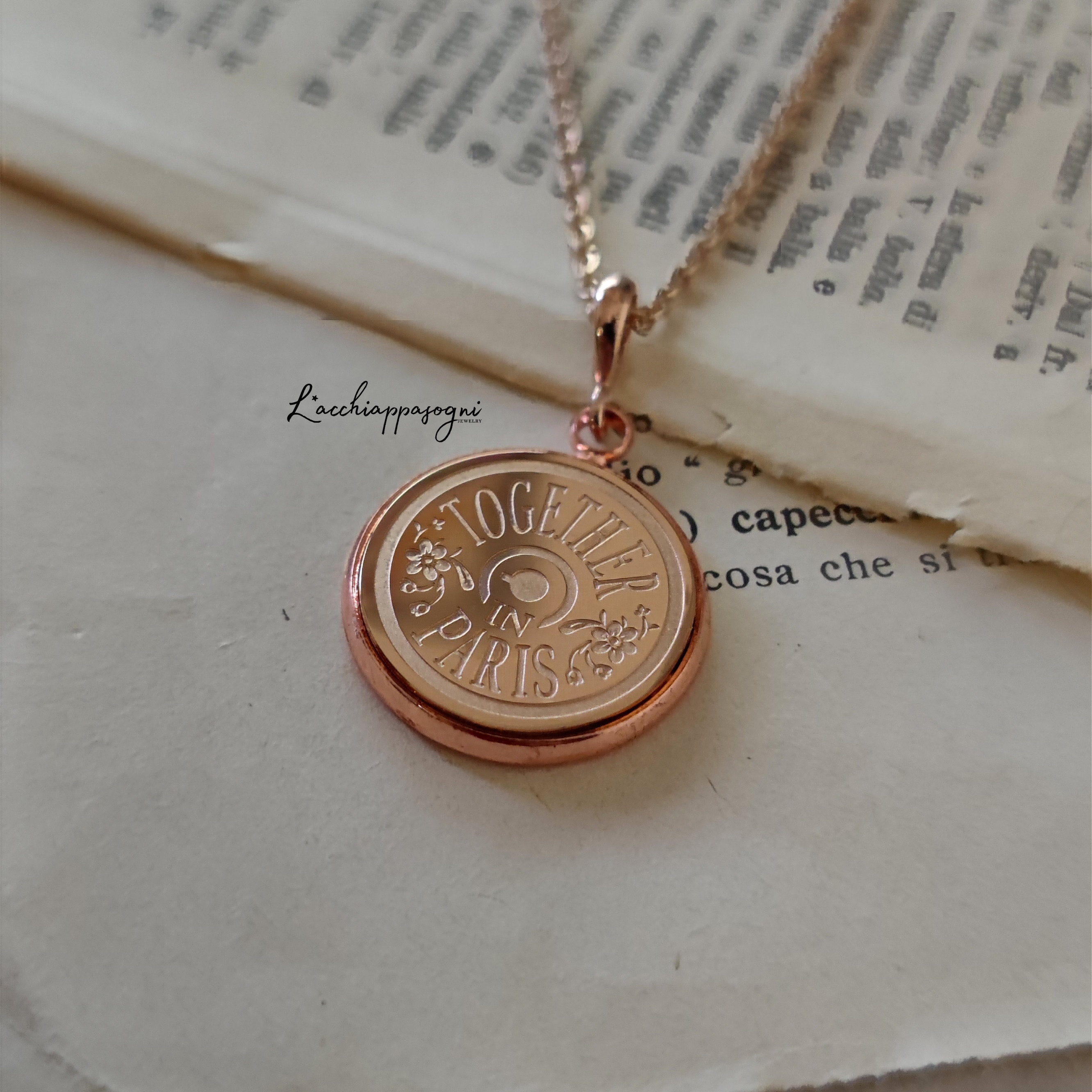 Anastasia engraved pendant Together in Paris - ONLY BACK SIDE