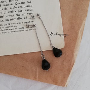 Art Deco Black Teardrops Long Earrings, 1920&#39; Long Earrings, Liberty Earrings