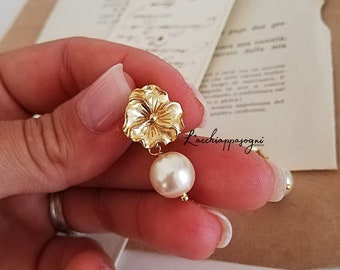 Princess Claude inspired Flower & Pearl Earrings