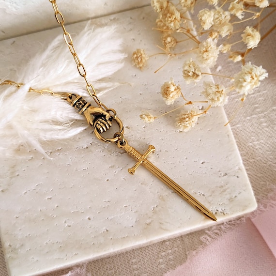 King of Camelot Necklace, Excalibur Sword and Hand Necklace