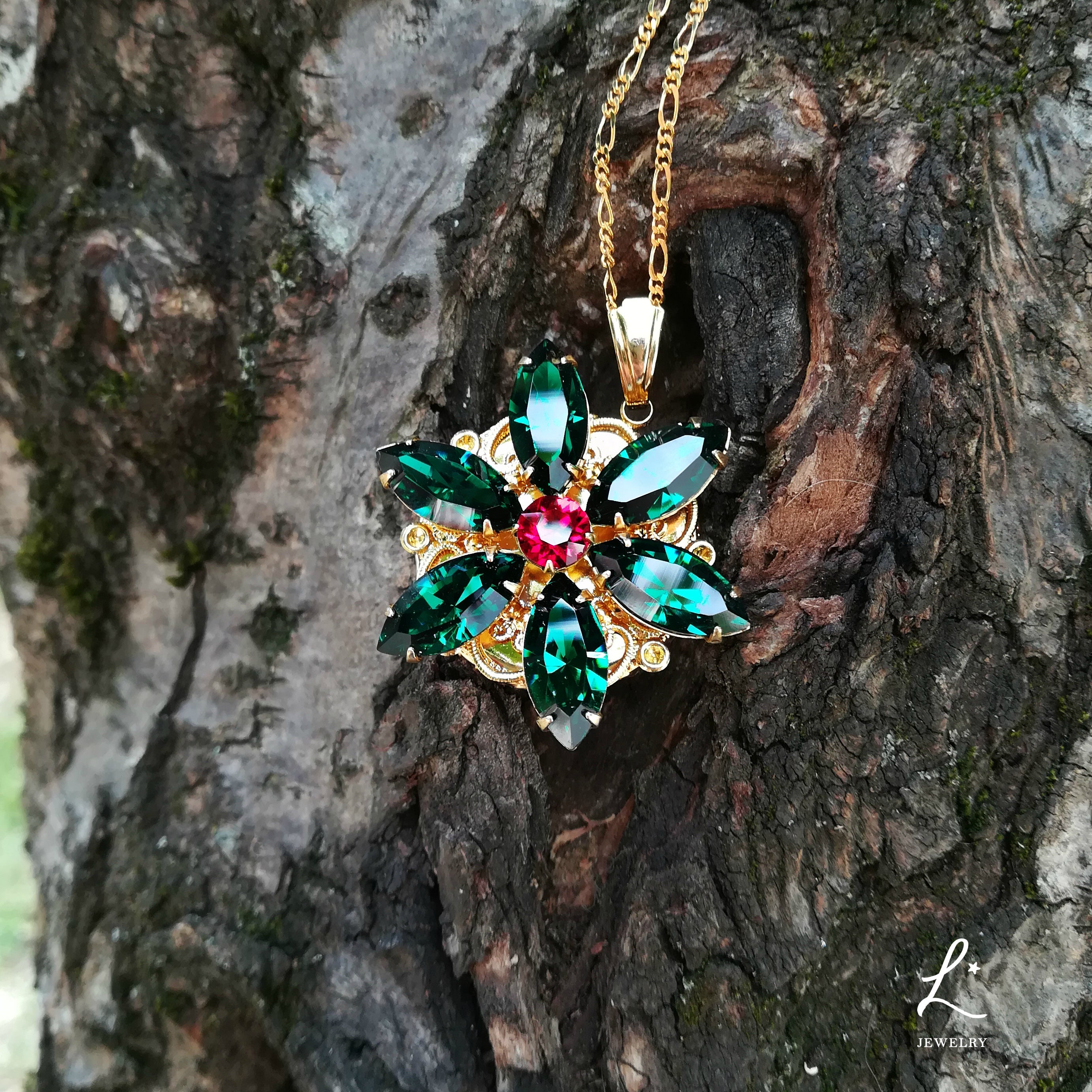 Anastasia ENGRAVED Together in Paris Necklace Swarovski EMERALD UD Etsy Canada
