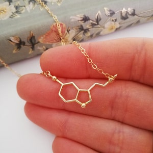 Vermeil Gold 925 Sterling Silver Serotonin Molecule Necklace