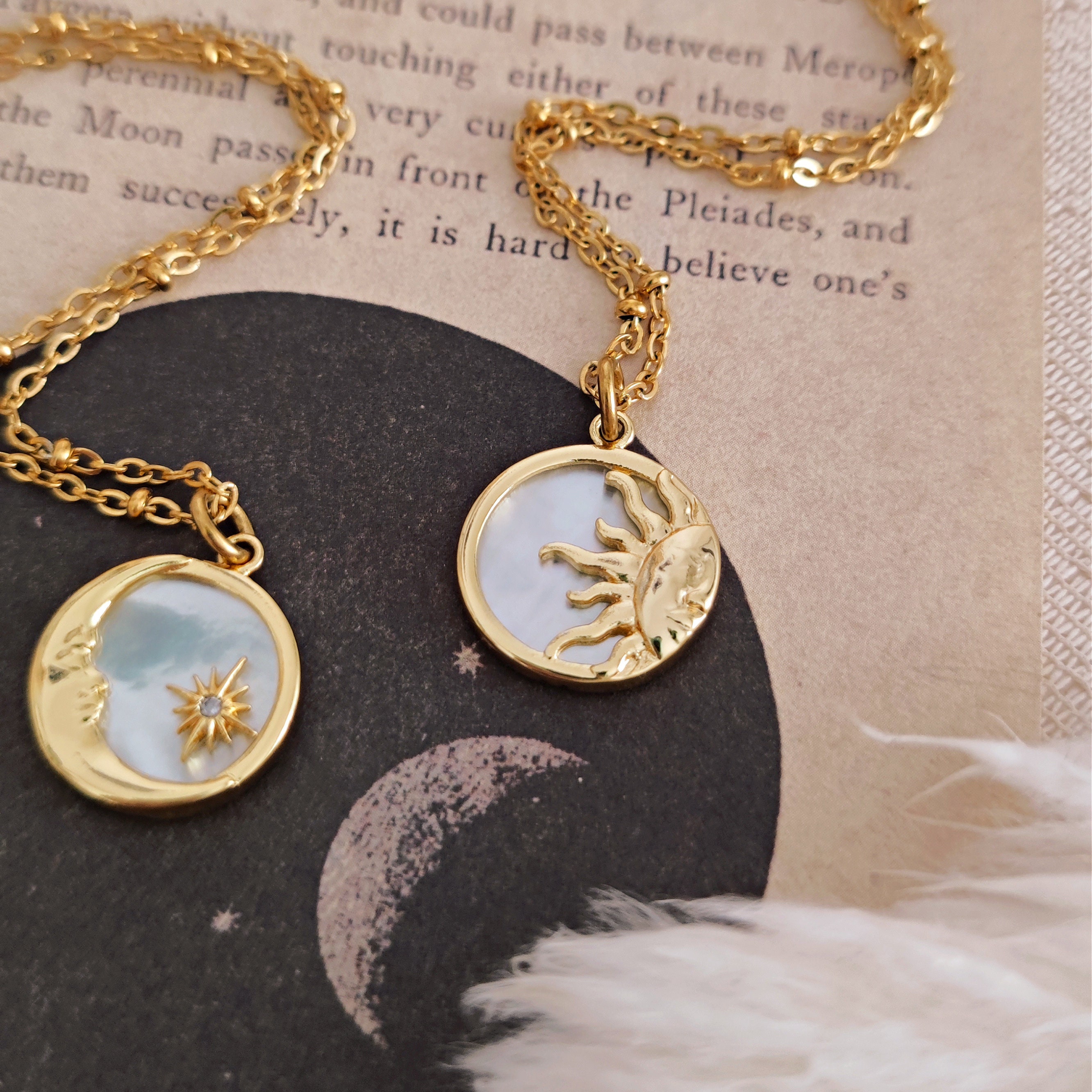 Collana con ciondolo Sole Luna Stella in oro: gioielli per sorelle BFF - Italia