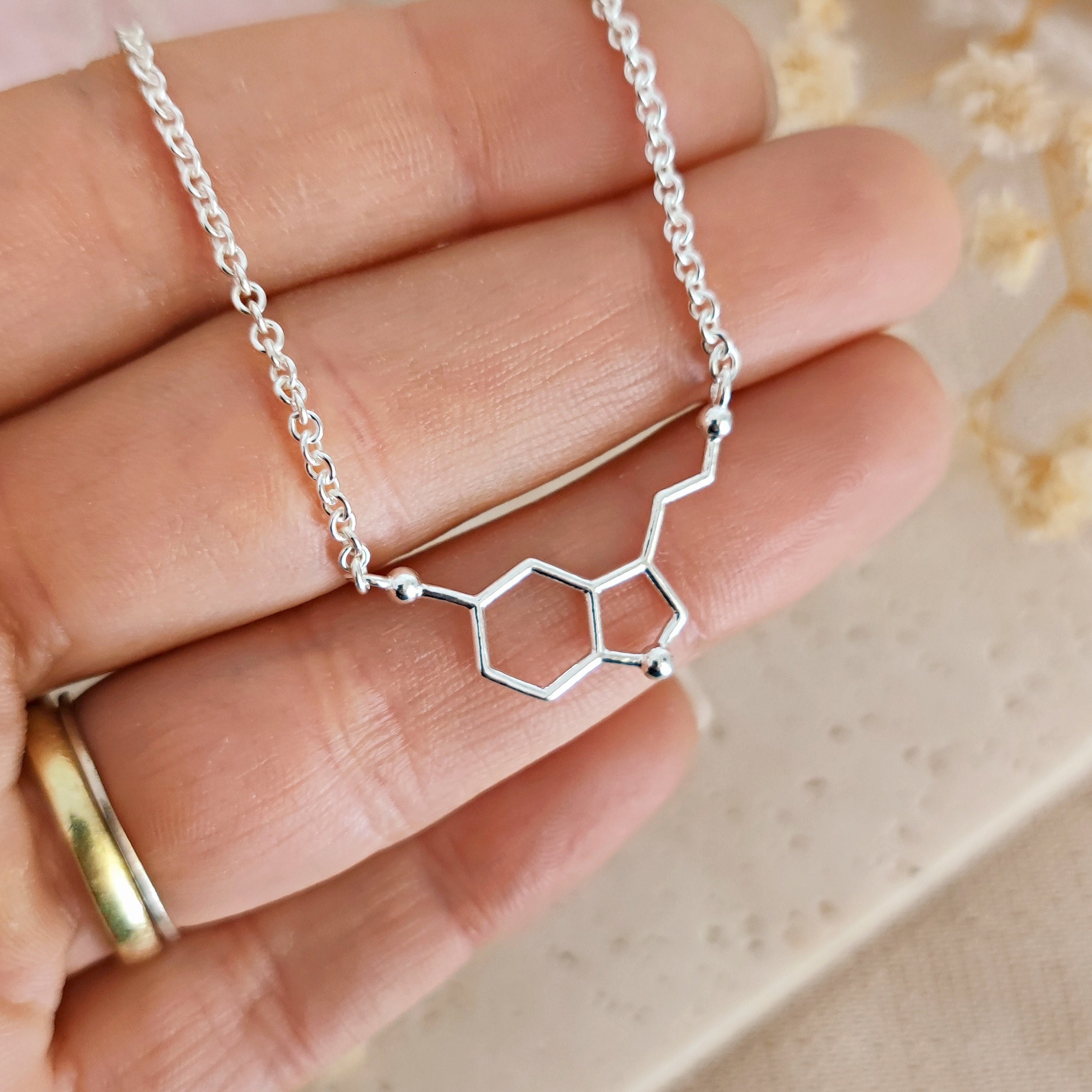 Hammered Serotonin Molecule Necklace-big Handcrafted Pendant-psychology  Science Gift-unique Gift-silver, Rose Gold, Gold Plated-christmas - Etsy
