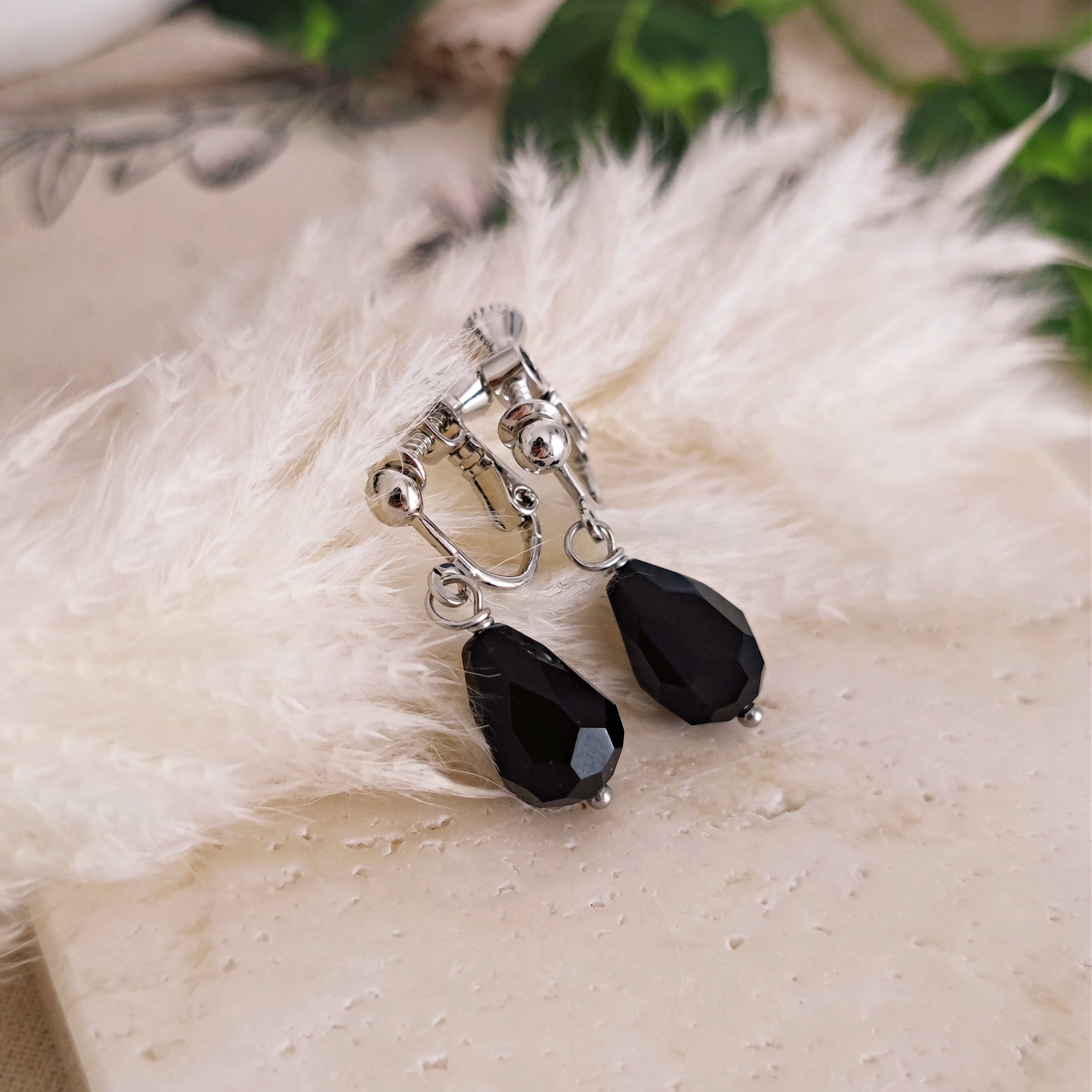 Black Teardrop Clip on Earrings: Pirate Gothic Non Pierced - Etsy