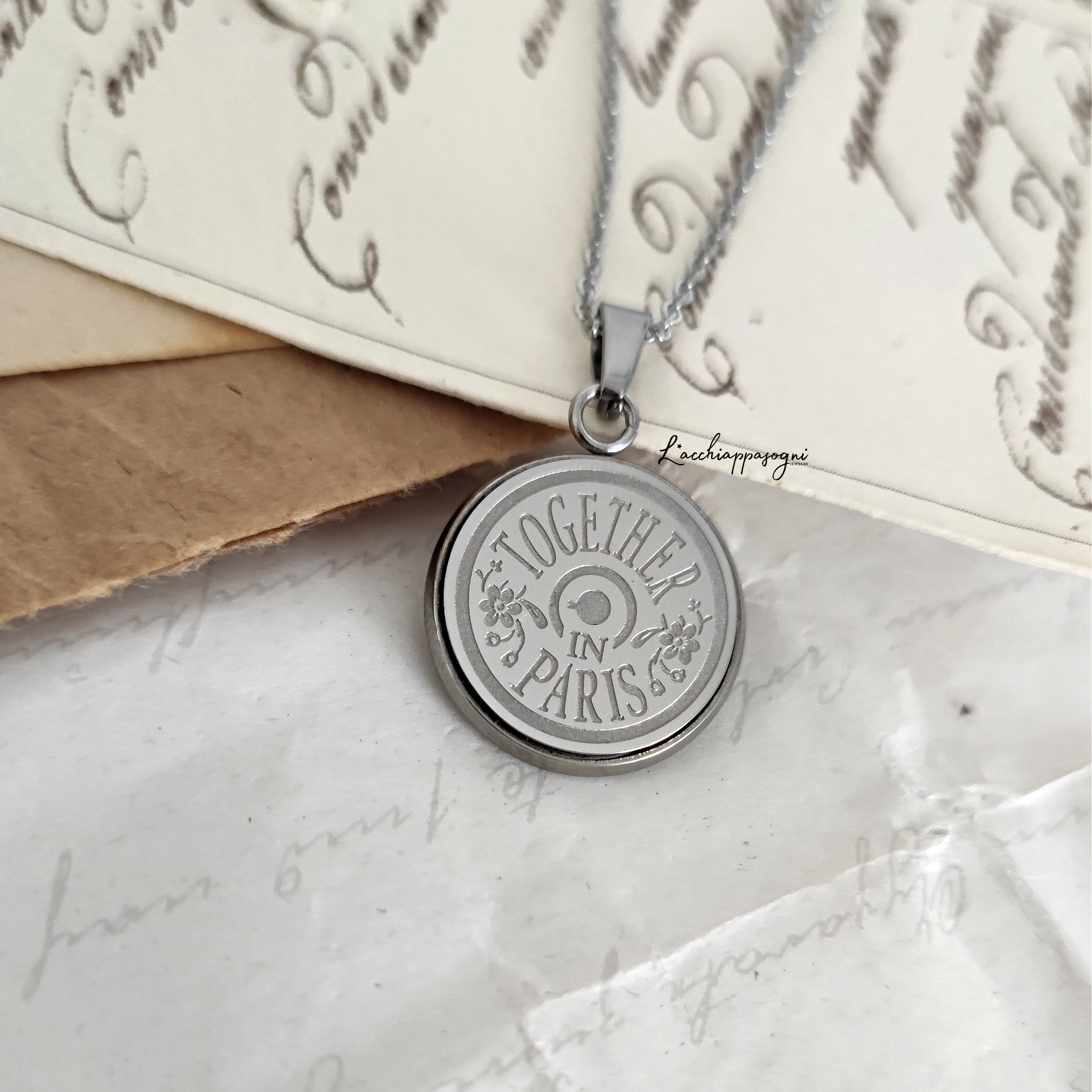 Anastasia engraved pendant Together in Paris - ONLY BACK SIDE