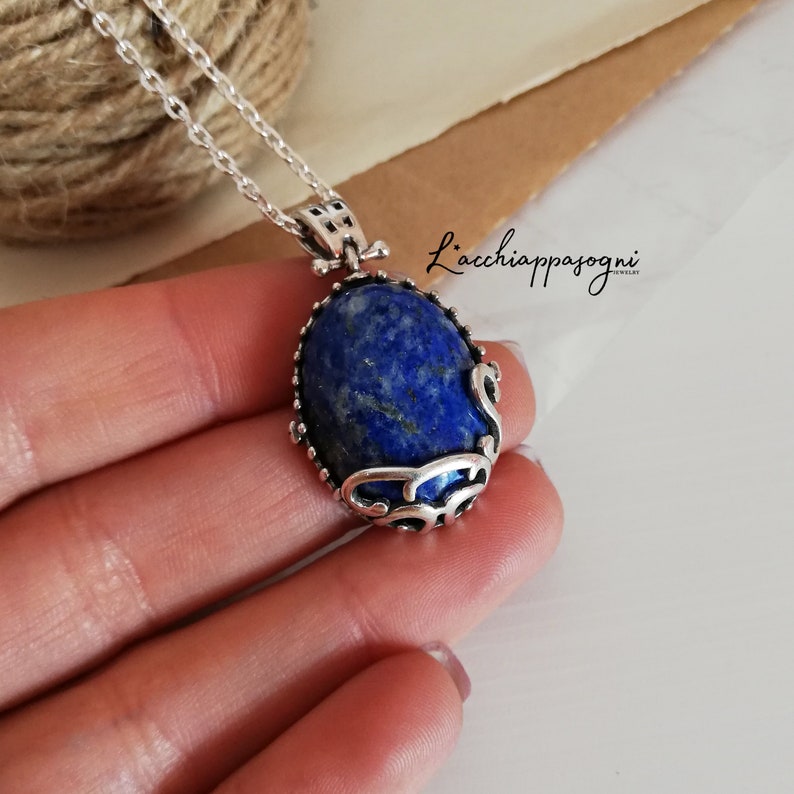 Katherine Pierce Sterling Silver & Lapis Lazuli Necklace Etsy