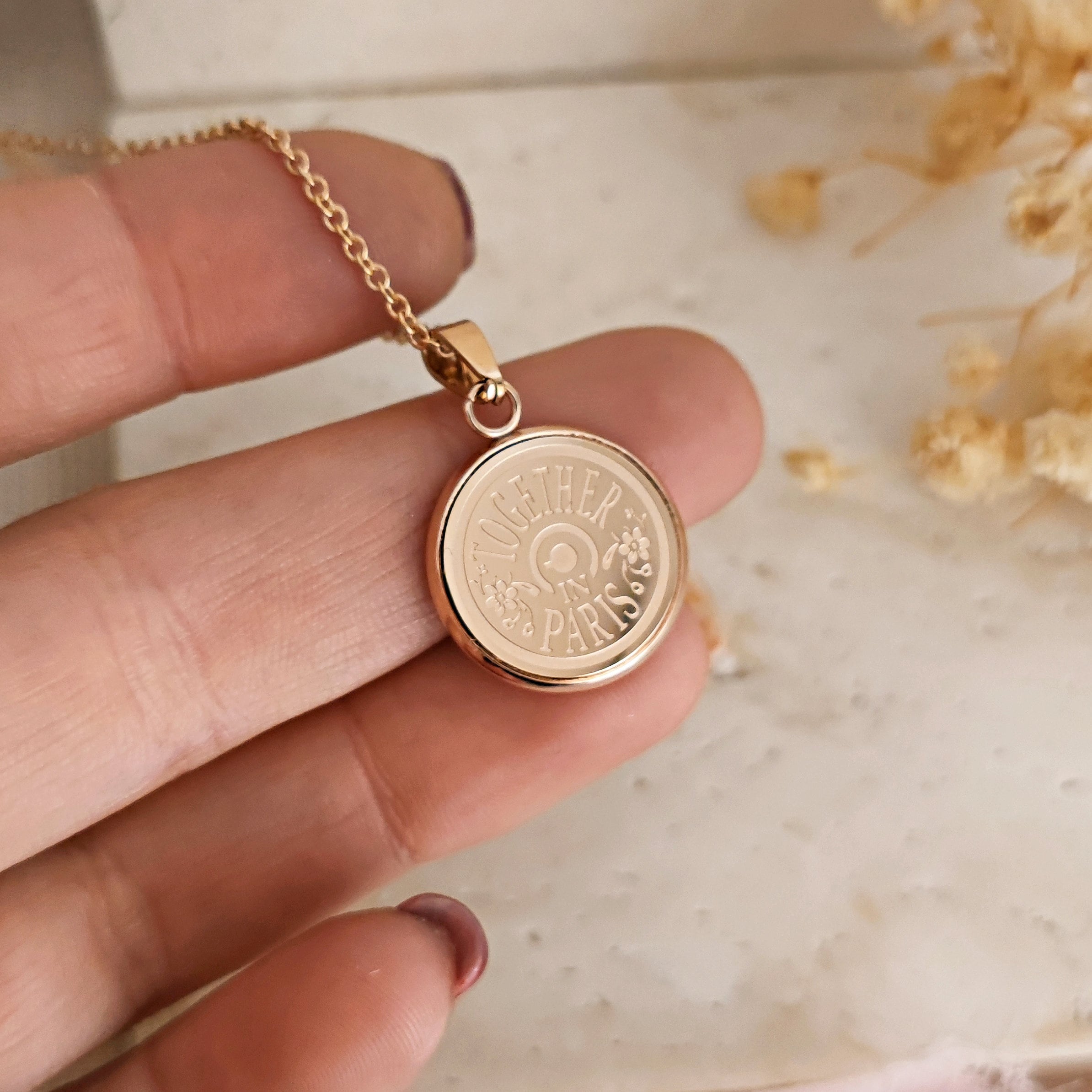 Anastasia engraved pendant Together in Paris - ONLY BACK SIDE